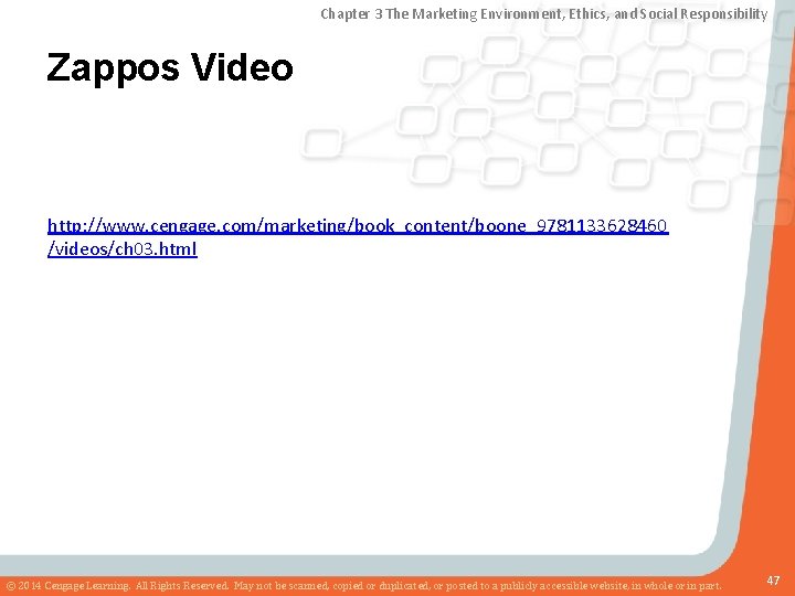 Chapter 3 The Marketing Environment, Ethics, and Social Responsibility Zappos Video http: //www. cengage.