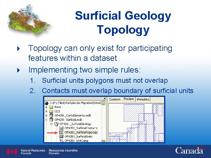 Surficial Geology Topology 4 Topology can only exist for participating features within a dataset