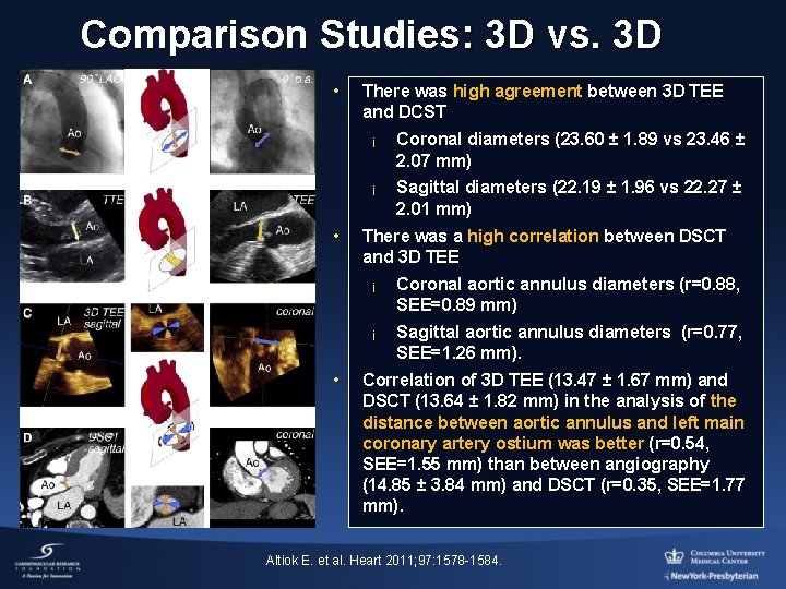 Comparison Studies: 3 D vs. 3 D • • • There was high agreement