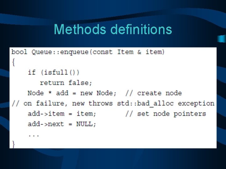 Methods definitions 