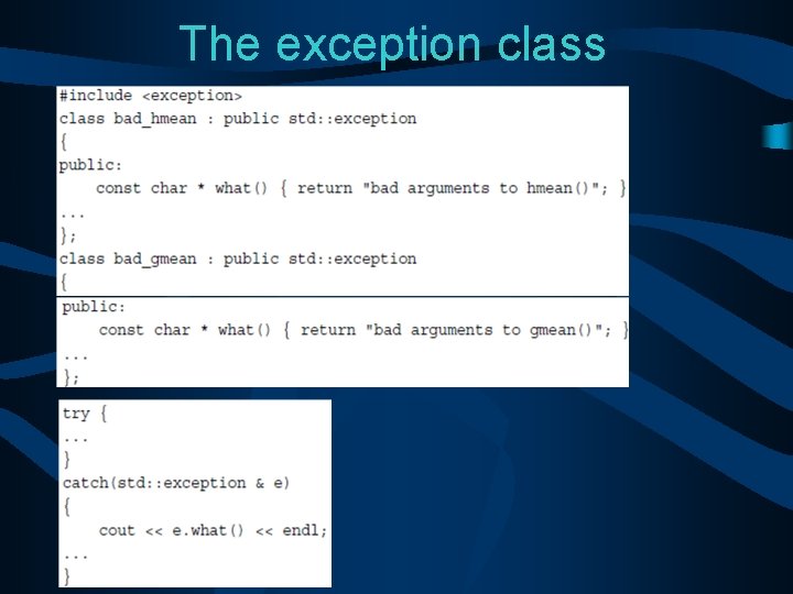 The exception class 