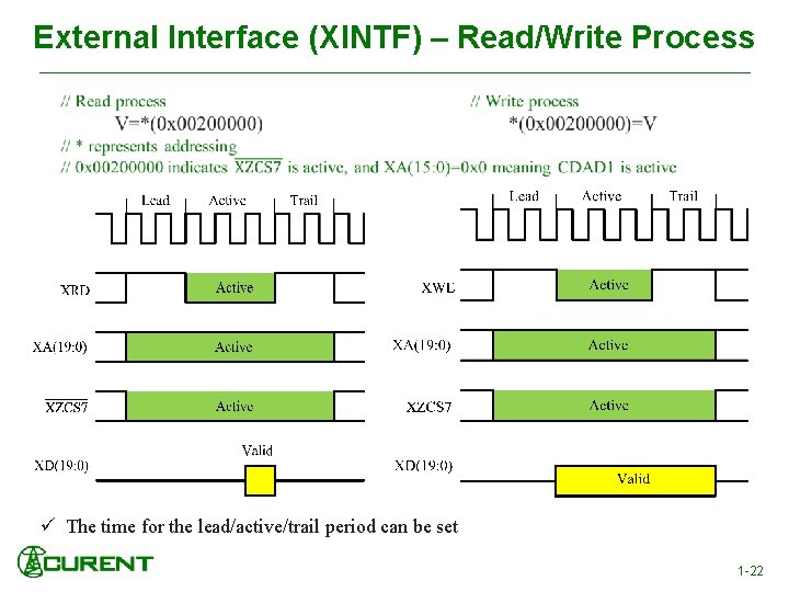 External Interface (XINTF) – Read/Write Process ü The time for the lead/active/trail period can