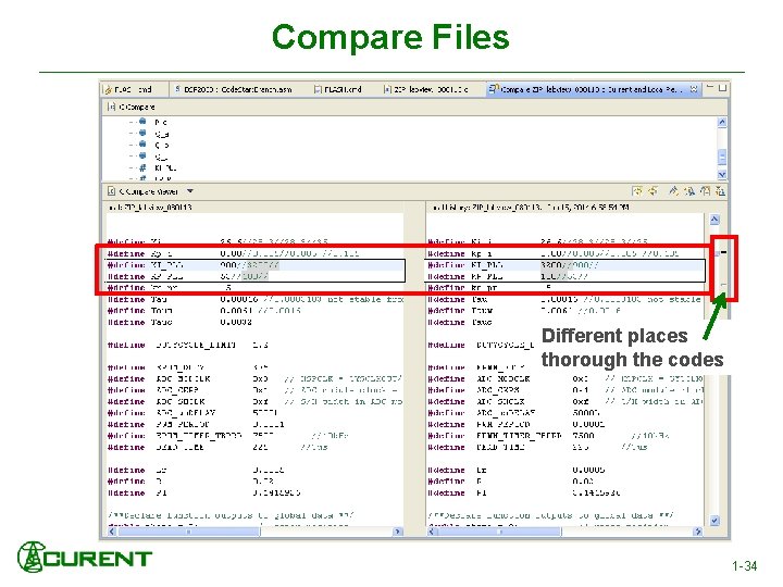 Compare Files Different places thorough the codes 1 -34 