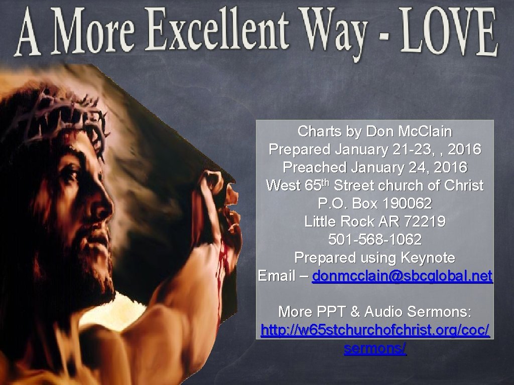 Charts by Don Mc. Clain Prepared January 21 -23, , 2016 Preached January 24,