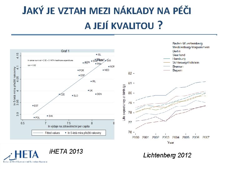 JAKÝ JE VZTAH MEZI NÁKLADY NA PÉČI A JEJÍ KVALITOU ? i. HETA 2013