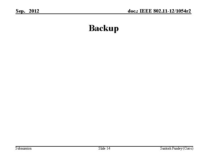Sep. 2012 doc. : IEEE 802. 11 -12/1054 r 2 Backup Submission Slide 14