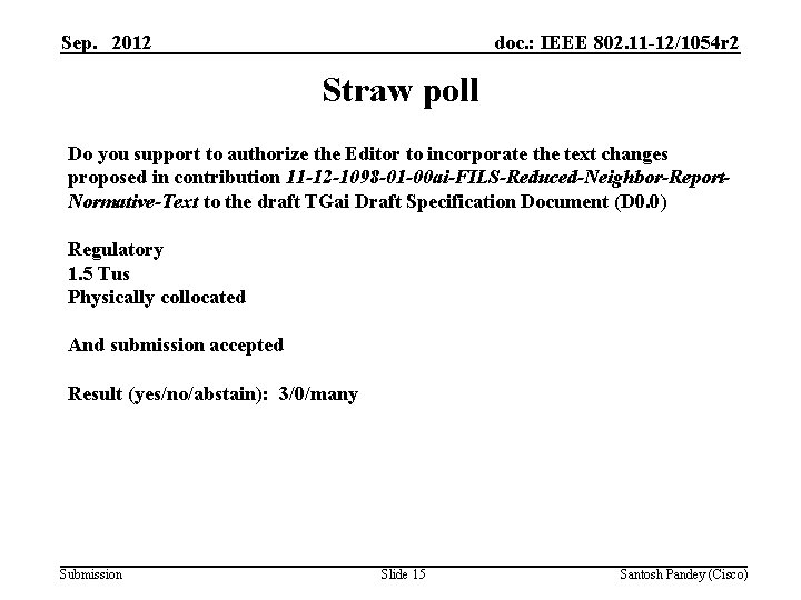 Sep. 2012 doc. : IEEE 802. 11 -12/1054 r 2 Straw poll Do you
