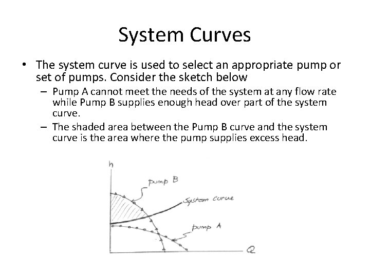 System Curves • The system curve is used to select an appropriate pump or