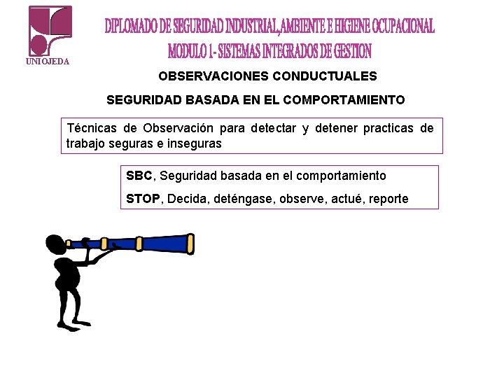 UNIOJEDA OBSERVACIONES CONDUCTUALES SEGURIDAD BASADA EN EL COMPORTAMIENTO Técnicas de Observación para detectar y UNIOJEDA OBSERVACIONES CONDUCTUALES SEGURIDAD BASADA EN EL COMPORTAMIENTO Técnicas de Observación para detectar y