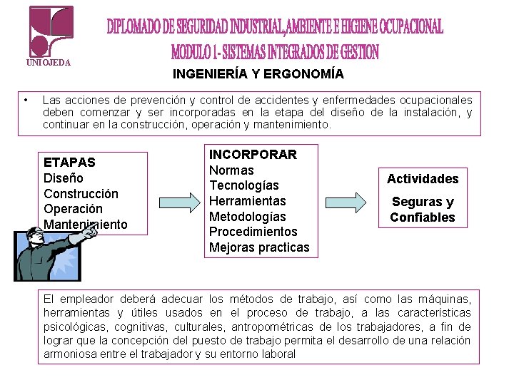 UNIOJEDA • INGENIERÍA Y ERGONOMÍA Las acciones de prevención y control de accidentes y UNIOJEDA • INGENIERÍA Y ERGONOMÍA Las acciones de prevención y control de accidentes y