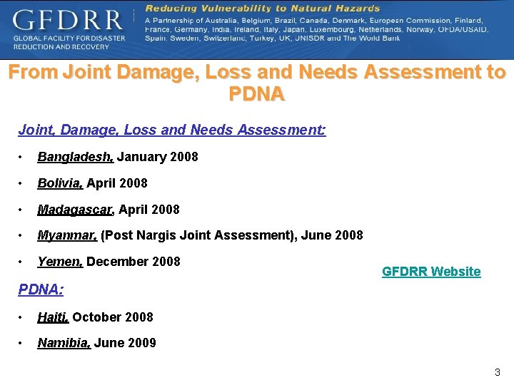 From Joint Damage, Loss and Needs Assessment to PDNA Joint, Damage, Loss and Needs