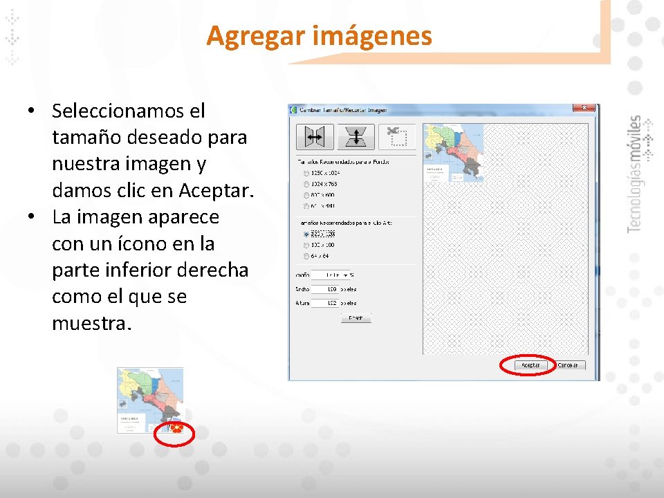 Agregar imágenes • Seleccionamos el tamaño deseado para nuestra imagen y damos clic en Agregar imágenes • Seleccionamos el tamaño deseado para nuestra imagen y damos clic en