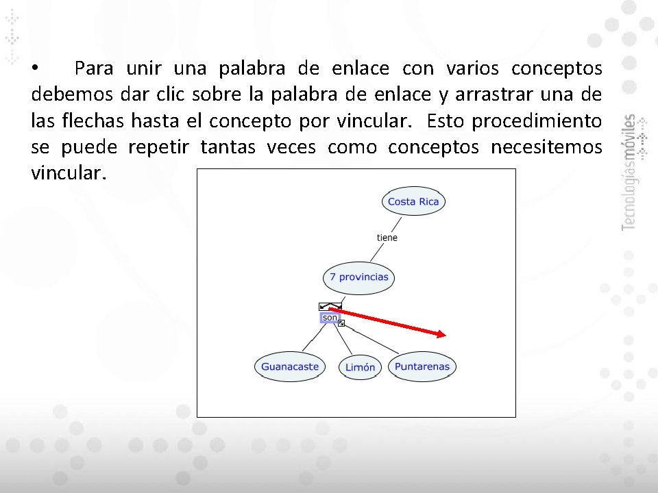 • Para unir una palabra de enlace con varios conceptos debemos dar clic • Para unir una palabra de enlace con varios conceptos debemos dar clic