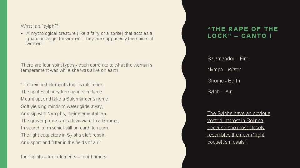 What is a “sylph”? • A mythological creature (like a fairy or a sprite) What is a “sylph”? • A mythological creature (like a fairy or a sprite)