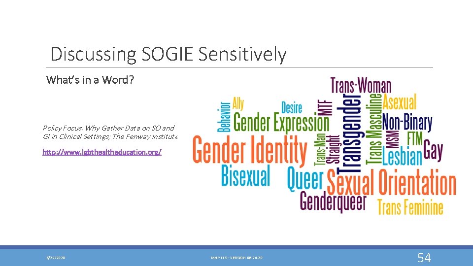 Discussing SOGIE Sensitively What’s in a Word? Policy Focus: Why Gather Data on SO