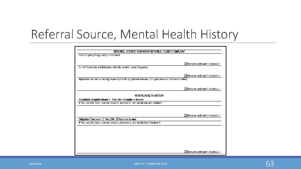 Referral Source, Mental Health History 6/24/2020 MHP FFS - VERSION 06. 24. 20 63