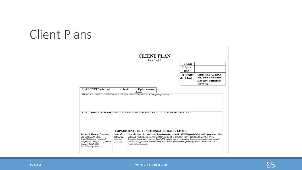 Client Plans 6/24/2020 MHP FFS - VERSION 06. 24. 20 85 