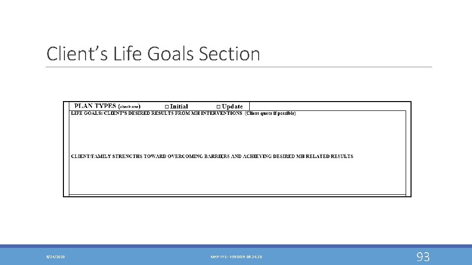 Client’s Life Goals Section 6/24/2020 MHP FFS - VERSION 06. 24. 20 93 