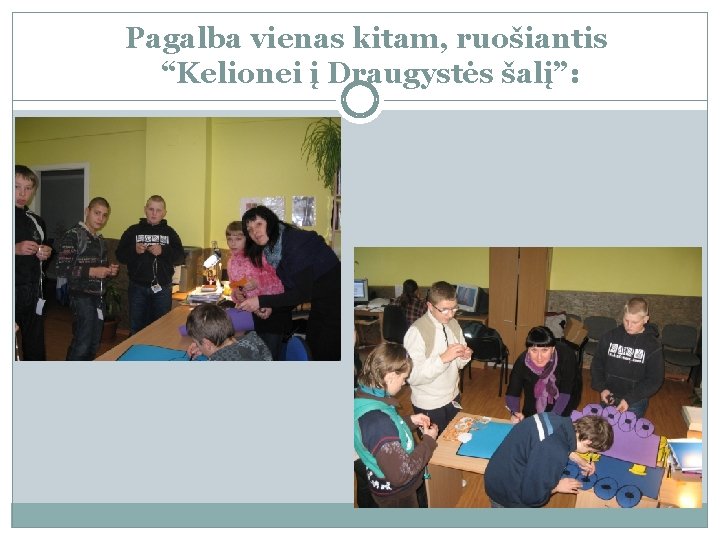 Pagalba vienas kitam, ruošiantis “Kelionei į Draugystės šalį”: 