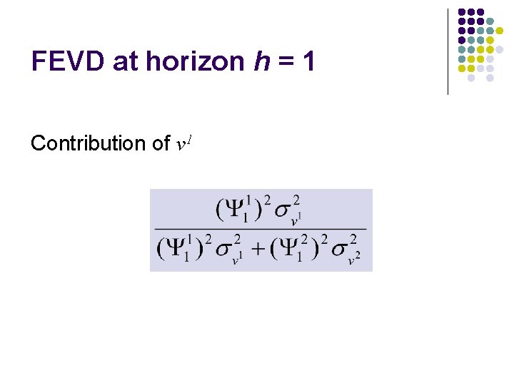 FEVD at horizon h = 1 Contribution of v 1 