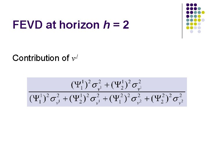 FEVD at horizon h = 2 Contribution of v 1 