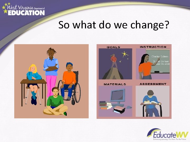 So what do we change? So what do we change?