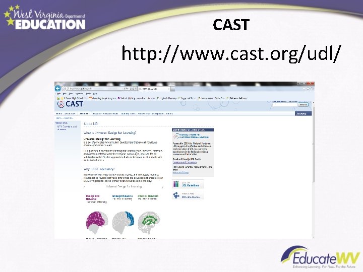 CAST http: //www. cast. org/udl/ CAST http: //www. cast. org/udl/
