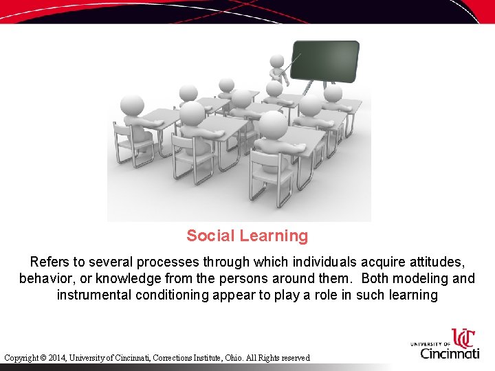 Social Learning Refers to several processes through which individuals acquire attitudes, behavior, or knowledge