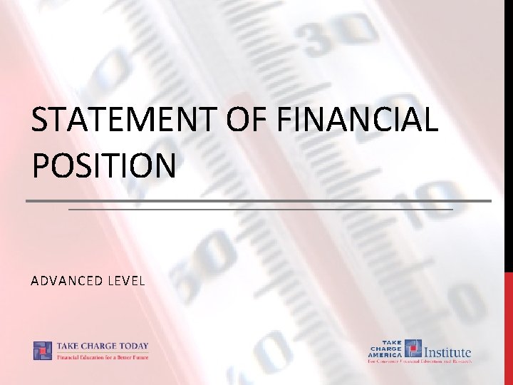 STATEMENT OF FINANCIAL POSITION ADVANCED LEVEL 