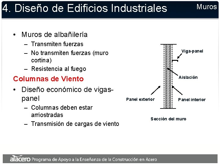 4. Diseño de Edificios Industriales Muros • Muros de albañilería – Transmiten fuerzas – 4. Diseño de Edificios Industriales Muros • Muros de albañilería – Transmiten fuerzas –