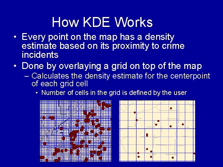 How KDE Works • Every point on the map has a density estimate based How KDE Works • Every point on the map has a density estimate based