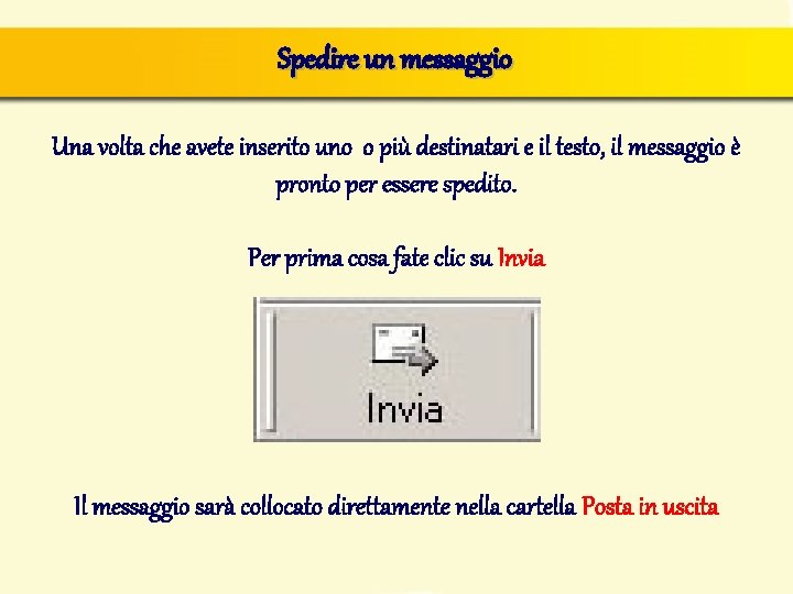 Spedire un messaggio Una volta che avete inserito uno o più destinatari e il