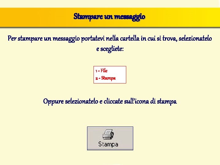 Stampare un messaggio Per stampare un messaggio portatevi nella cartella in cui si trova,