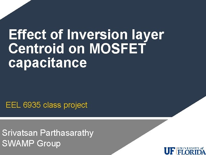 Effect of Inversion layer Centroid on MOSFET capacitance EEL 6935 class project Srivatsan Parthasarathy
