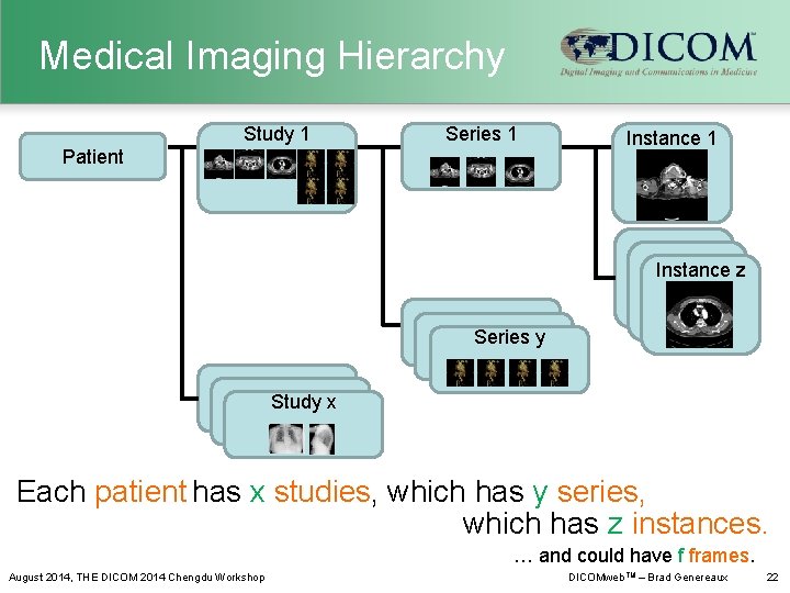 Medical Imaging Hierarchy Study 1 Series 1 Patient Instance 1 Instance z Series y