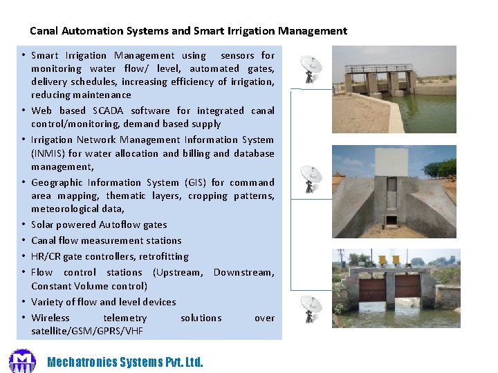 Canal Automation Systems and Smart Irrigation Management • Smart Irrigation Management using sensors for