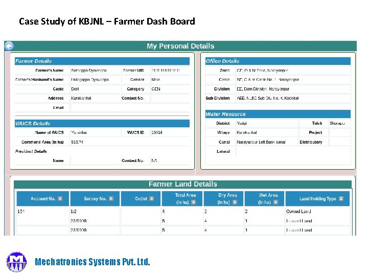 Case Study of KBJNL – Farmer Dash Board Mechatronics Systems Pvt. Ltd. 