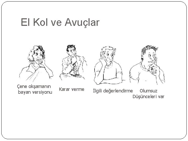 El Kol ve Avuçlar Çene okşamanın bayan versiyonu Karar verme İlgili değerlendirme Olumsuz Düşünceleri