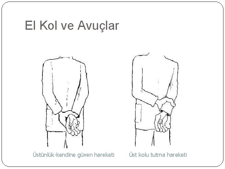 El Kol ve Avuçlar Üstünlük-kendine güven hareketi Üst kolu tutma hareketi 