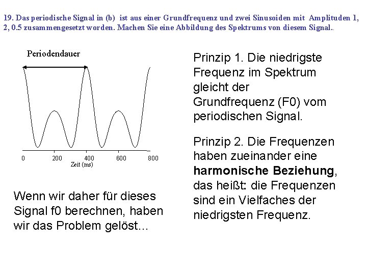 19. Das periodische Signal in (b) ist aus einer Grundfrequenz und zwei Sinusoiden mit