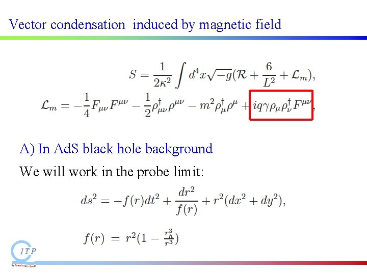 Vector condensation induced by magnetic field A) In Ad. S black hole background We Vector condensation induced by magnetic field A) In Ad. S black hole background We