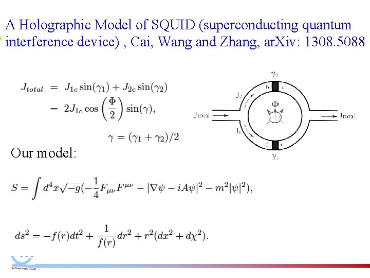 A Holographic Model of SQUID (superconducting quantum interference device) , Cai, Wang and Zhang, A Holographic Model of SQUID (superconducting quantum interference device) , Cai, Wang and Zhang,