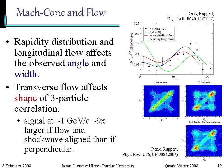 Mach-Cone and Flow Renk, Ruppert, Phys. Lett. B 646 19 (2007) • Rapidity distribution