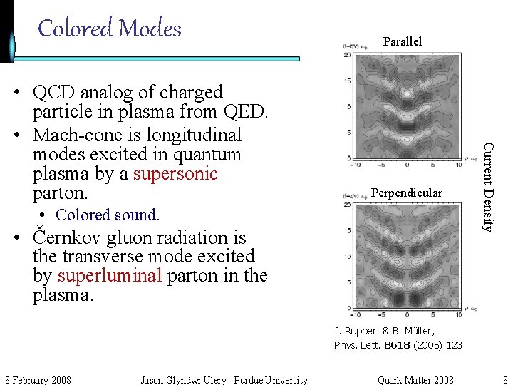 Colored Modes Perpendicular • Colored sound. • Černkov gluon radiation is the transverse mode