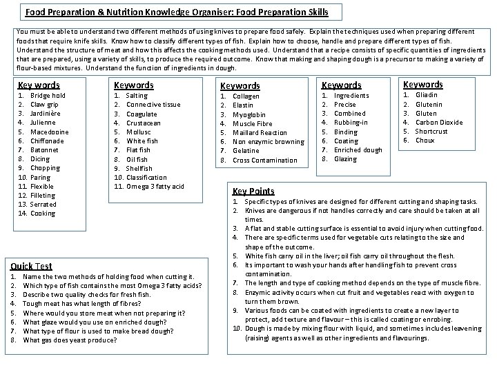 Food Preparation & Nutrition Knowledge Organiser: Food Preparation Skills You must be able to