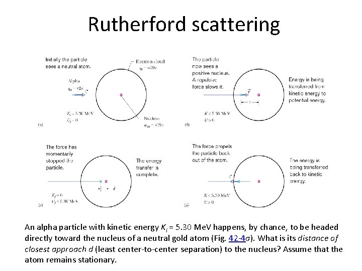 Rutherford scattering An alpha particle with kinetic energy Ki = 5. 30 Me. V