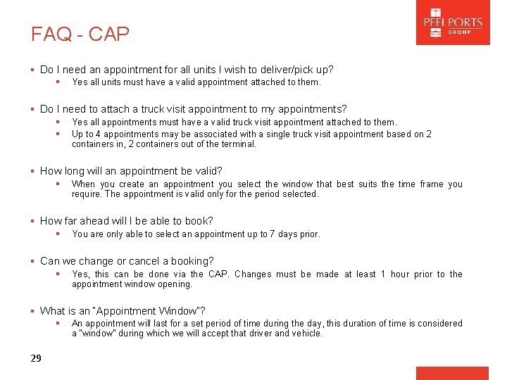 FAQ - CAP § Do I need an appointment for all units I wish