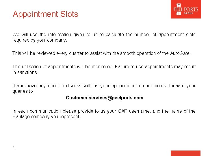 Appointment Slots We will use the information given to us to calculate the number