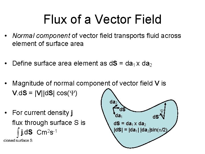 Flux of a Vector Field • Normal component of vector field transports fluid across