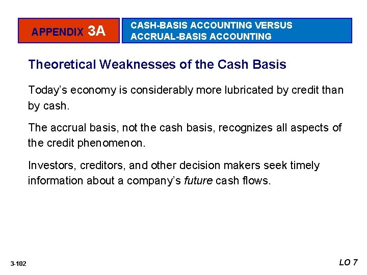 APPENDIX 3 A CASH-BASIS ACCOUNTING VERSUS ACCRUAL-BASIS ACCOUNTING Theoretical Weaknesses of the Cash Basis